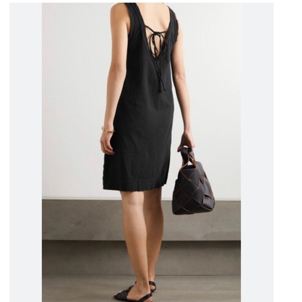bassike Organic Cotton Linen Mini Dress in Black